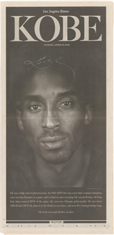 Kobe Bryant Signed Los Angeles Times Sunday April 17, 2016 - Special Retirement Issue (Beckett)